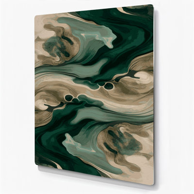 Paysage abstrait 42, art mural en métal vert