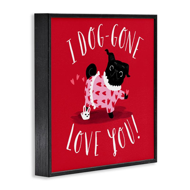 «Dog-Gone Love You», art de la giclée encadrée par Leeza Hernandez, H 12 po x l 12 po, Giclée encadrée noir minuit
