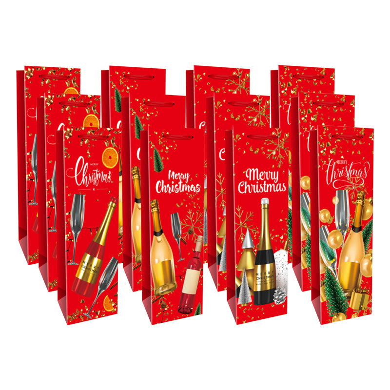 Ensemble de 12 sacs-cadeaux de Noël (Wine Merry Christmas) (ensemble)