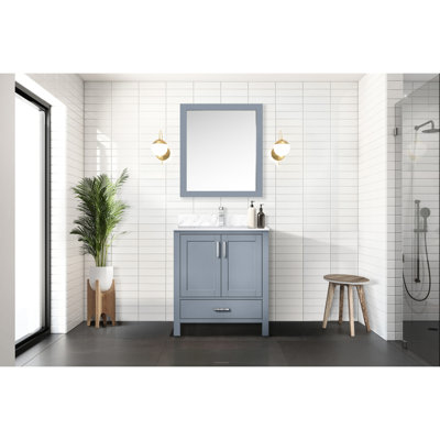 Gris foncé foncé 30 po Armoire de rangement et étagère de tiroir avec miroir de salle de bain W 28 po, miroir 28 po, entièrement assemblé