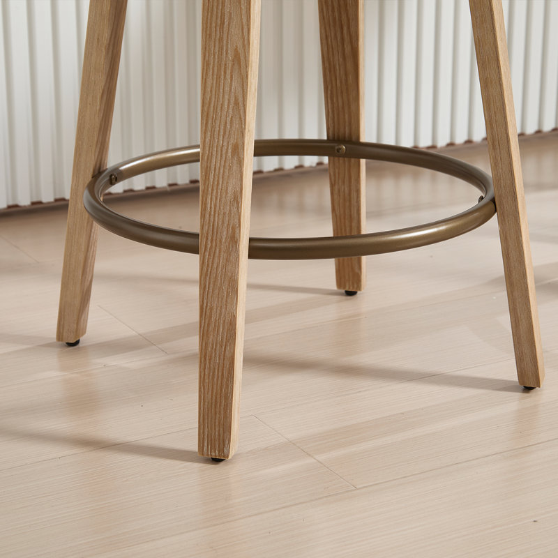Tabouret de comptoir Modern Farmhouse - repose-pieds pivotant à 360 ° et anneau - Structure en bois massif - Tabouret réglable en hauteur de 26 po pour îlot de cuisine