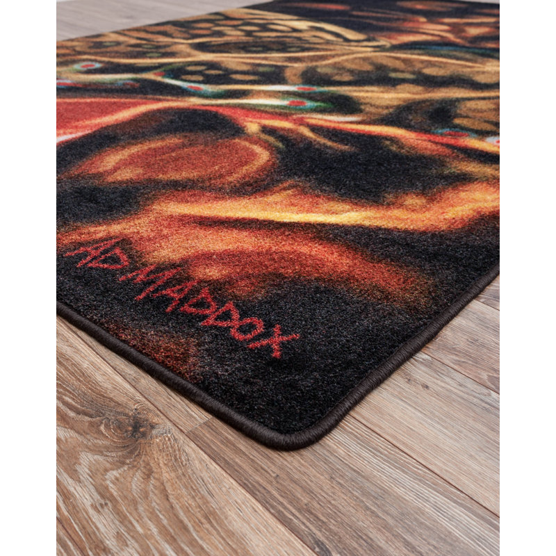 Toslon Abstract Red/Black Area Rug, Runner 2'1" x 7'8"