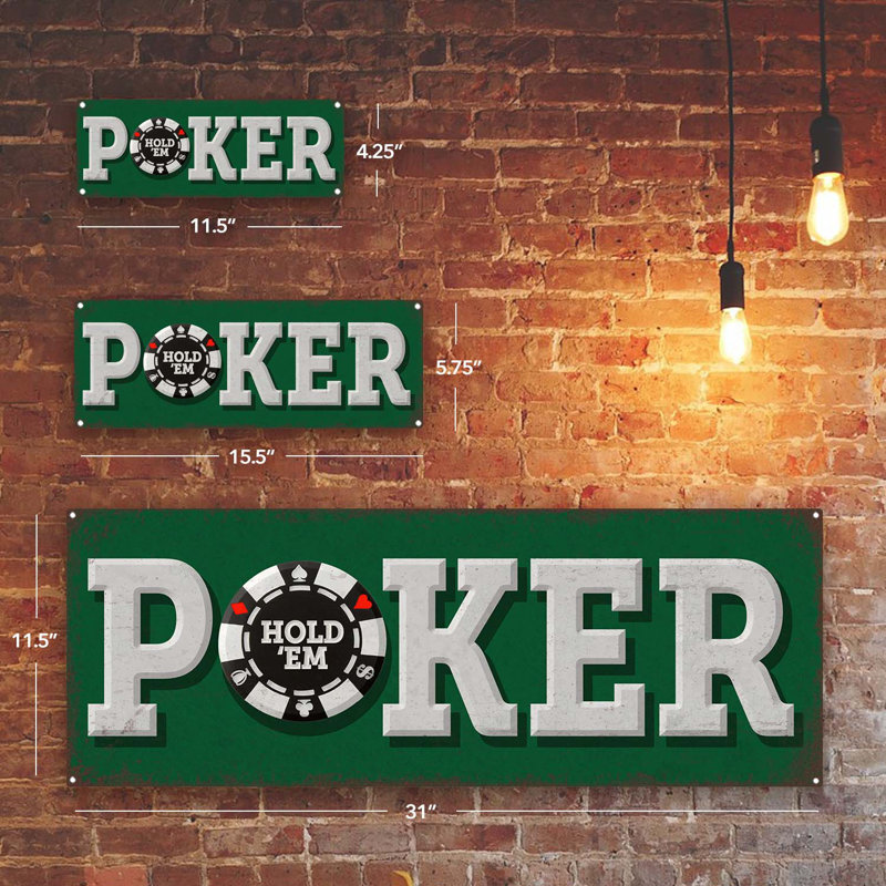 Poker Hold 'Em Metal Sign, H 5,75 po x l 15,5 po