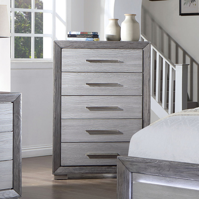 1Pc Chest Transitional Style Bracket Legs Metal Ball Bearing Glides Bar Handles Grey Finish