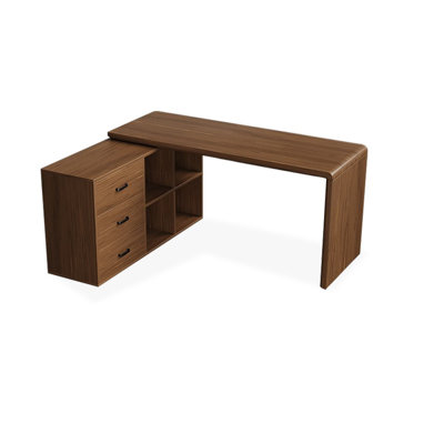 Bureaux en bois massif en L noyer foncé