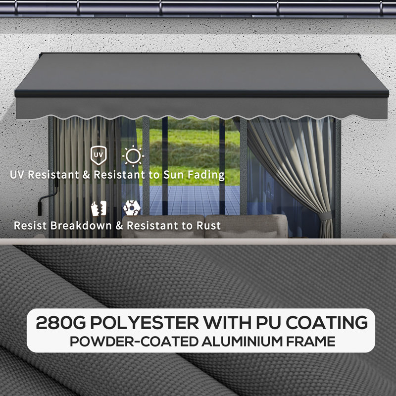 Dakota Fields 350cm W x 250cm D Polyester Cover Motorised Retractable Patio Awning