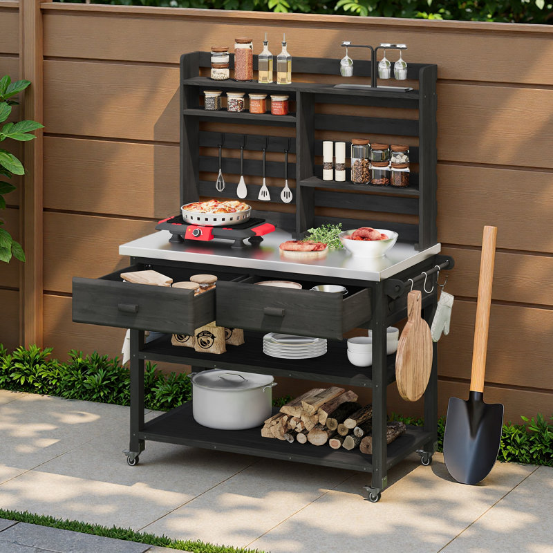 Table de jardin pour l'extérieur, Noir