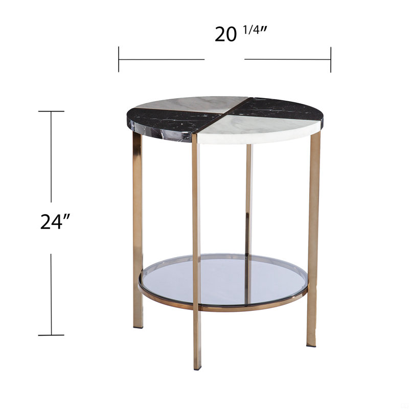 Table de bout ronde en faux marbre