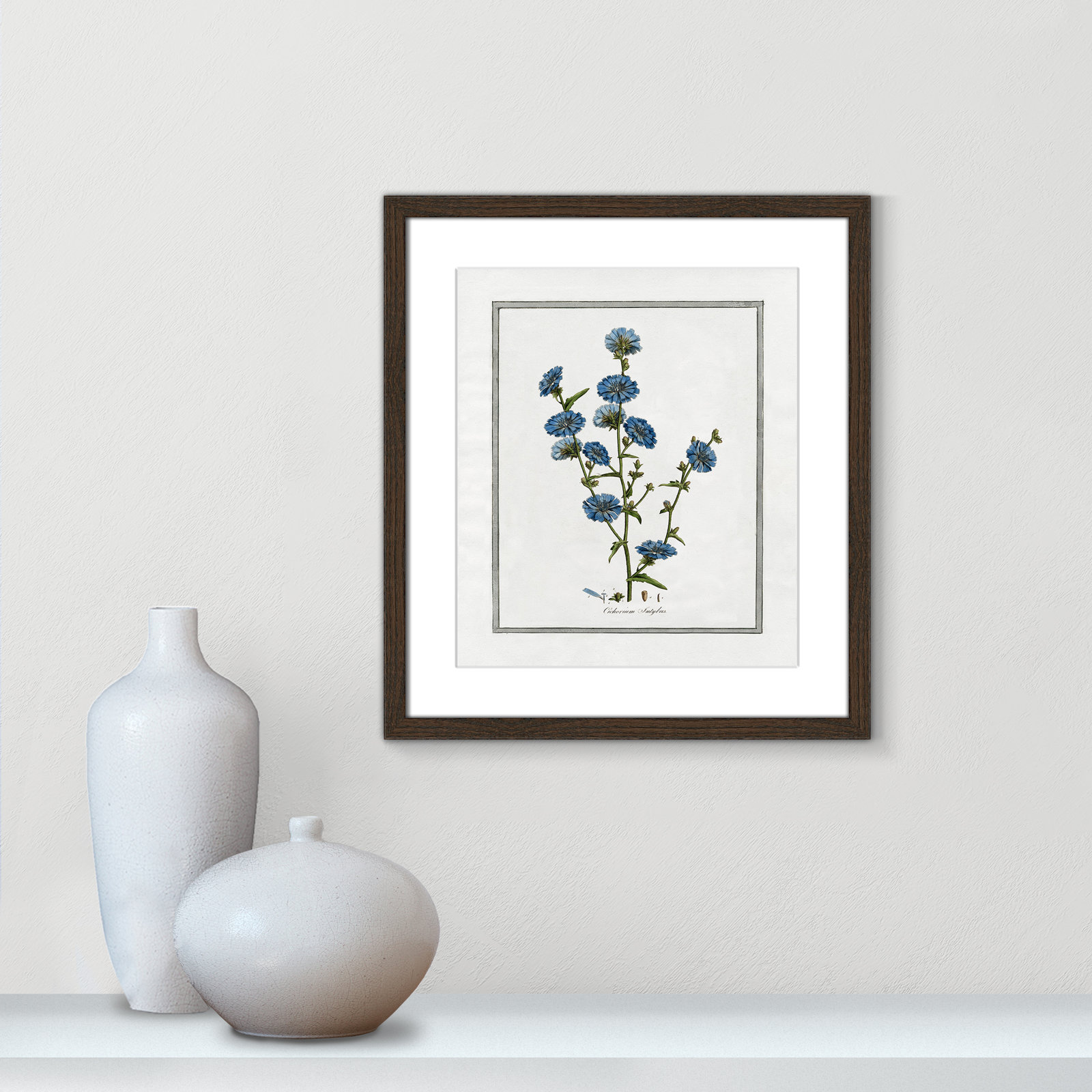 Colombe "Soft Botanical I" Print, 13" W x 15" H, Walnut Framed