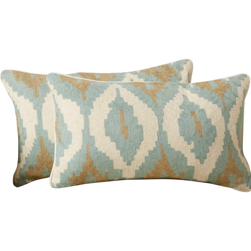 Embroidered Reversible Throw Pillow