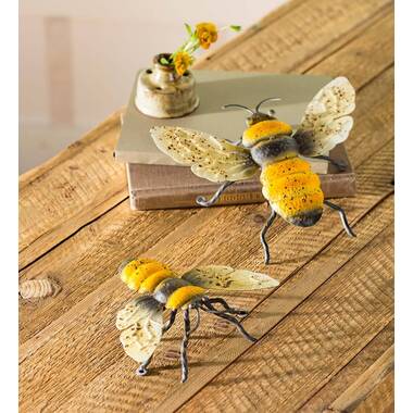 SET OF 3 BEE HONEYBEE WALL ART HANGING TRIO - INDOOR OR OUTDOOR