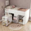 Liston Mid Sleeper Bed with Pull Out Desk and Storage with Custom Green and Pink Panel Design