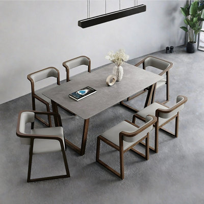 Rectangular modern style rock plate dining table