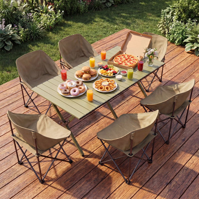 Table de camp pliable en acier légère, Green