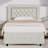 Alber Faux Leather Diamond Tufted Platform Bed with Headboard & 2 Rustic Farmhouse Nightstands Set, Barn Door End Tables with Storage Shelf-1409822700-1409822703