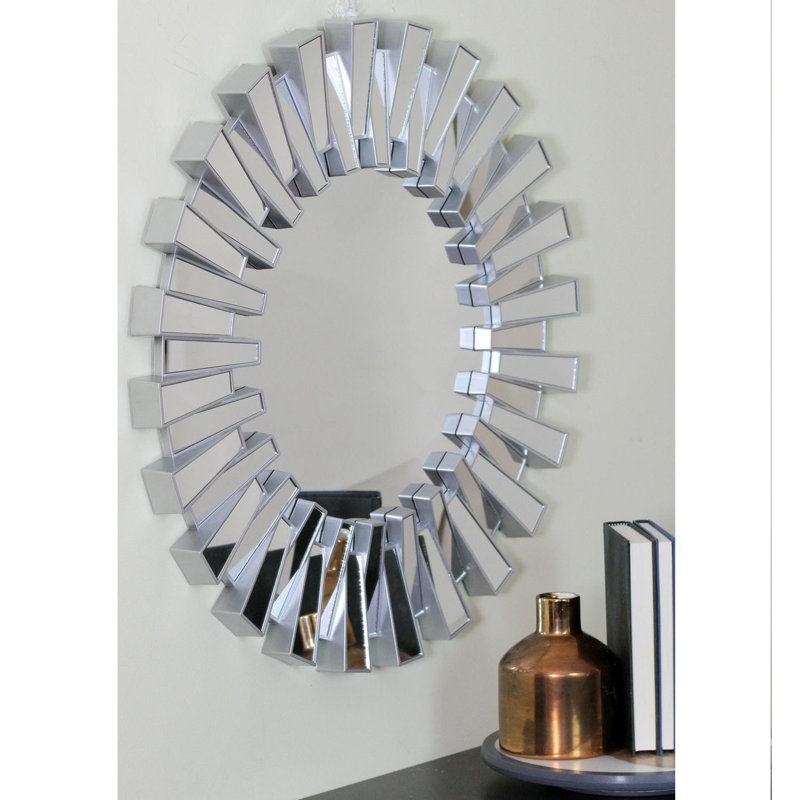 25.5" Round Wall Mirror, Silver