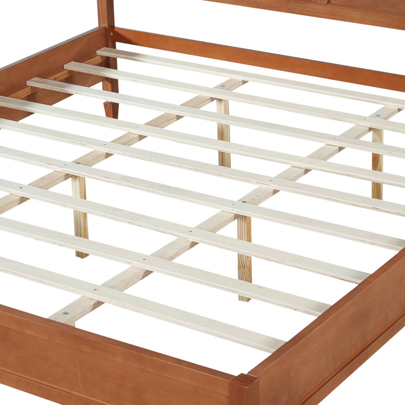 Base de lit plateforme en bois massif Xarae Classic, Brun, Très grand lit