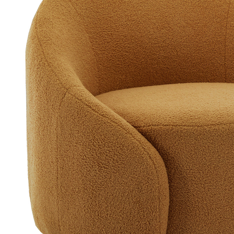 Aunna Upholstered Swivel Barrel Chair, Rusted Orange Boucle