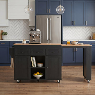 Rolling Kitchen Island with Extendable Dining Table Fits up to 85.5 in with Charging Station, Ample Storage & Lockable Wheels