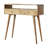 Curved Oak-Ish Console Table, Nordic Legs, 2-Drawers, Open Slot, Brown-1704167600