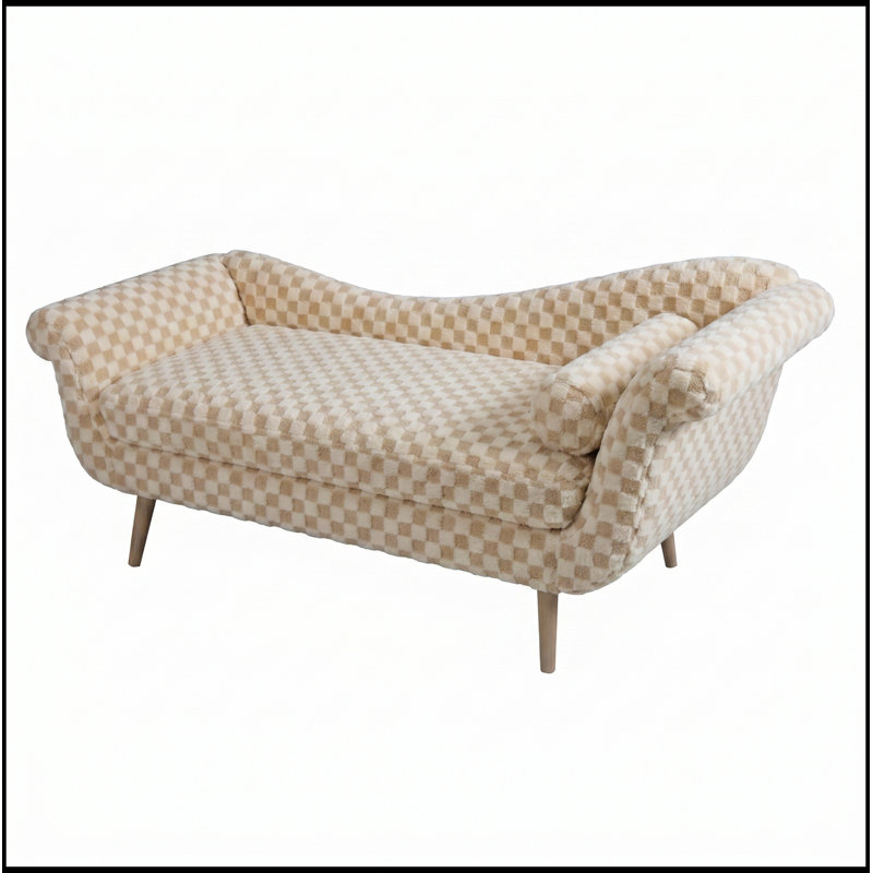 Banc avec accoudoirs élégants à volutes et pieds robustes, Sable