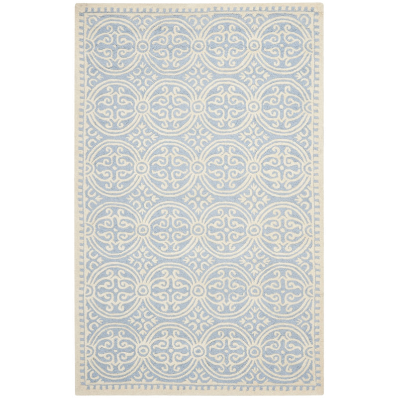 Barile Damask Wool Hand Woven Area Rug, Rectangle 152 x 244 cm