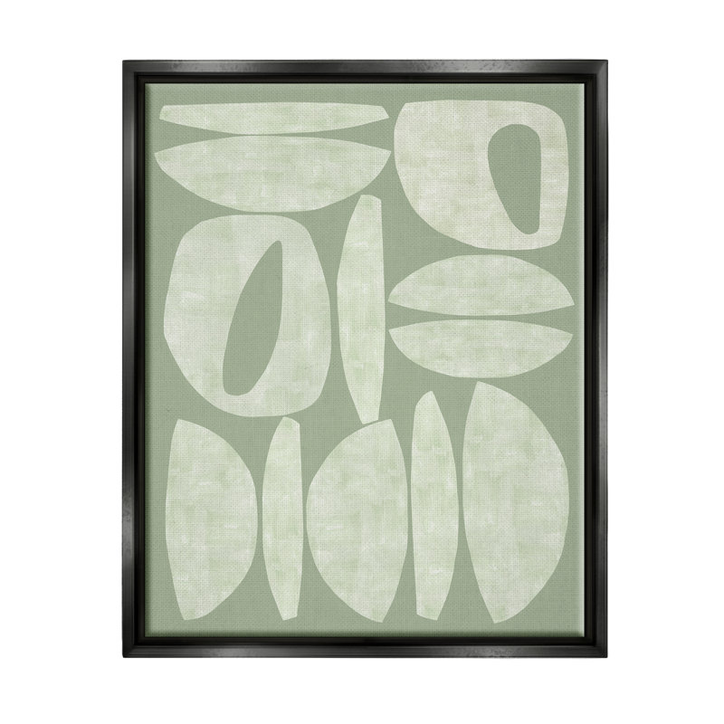 «Wrought Studio ™ Green Contemporary Shapes», encadrée par Flora Kouta, Cadre flottant noir de jais