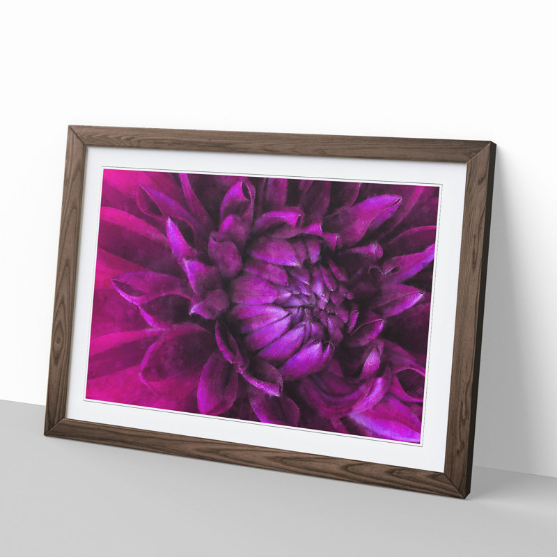 Purple Flower Vol.1 - Picture Frame Painting, 27cm H x 36cm W x 2cm D, Walnut Framed