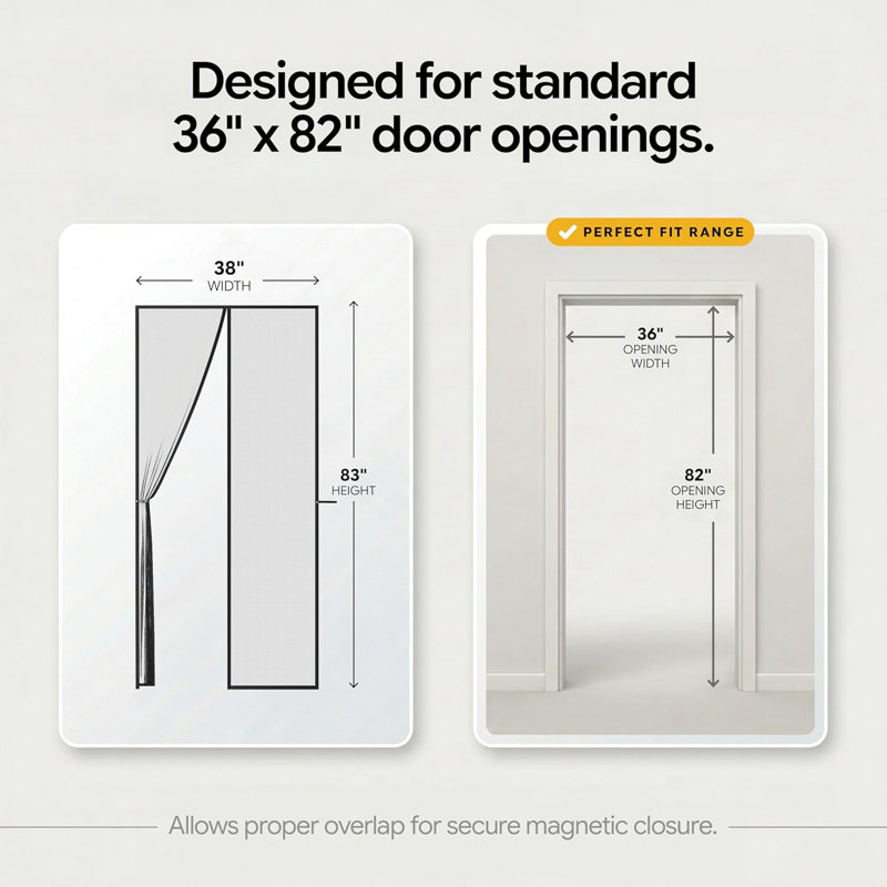 Porte moustiquaire entièrement magnétique, compatible avec un cadre de porte 36X82, peut être fixée et ouverte, filet anti-insectes à haute densité, les animaux de compagnie peuvent entrer et sortir librement, pas besoin de percer et de coller des c
