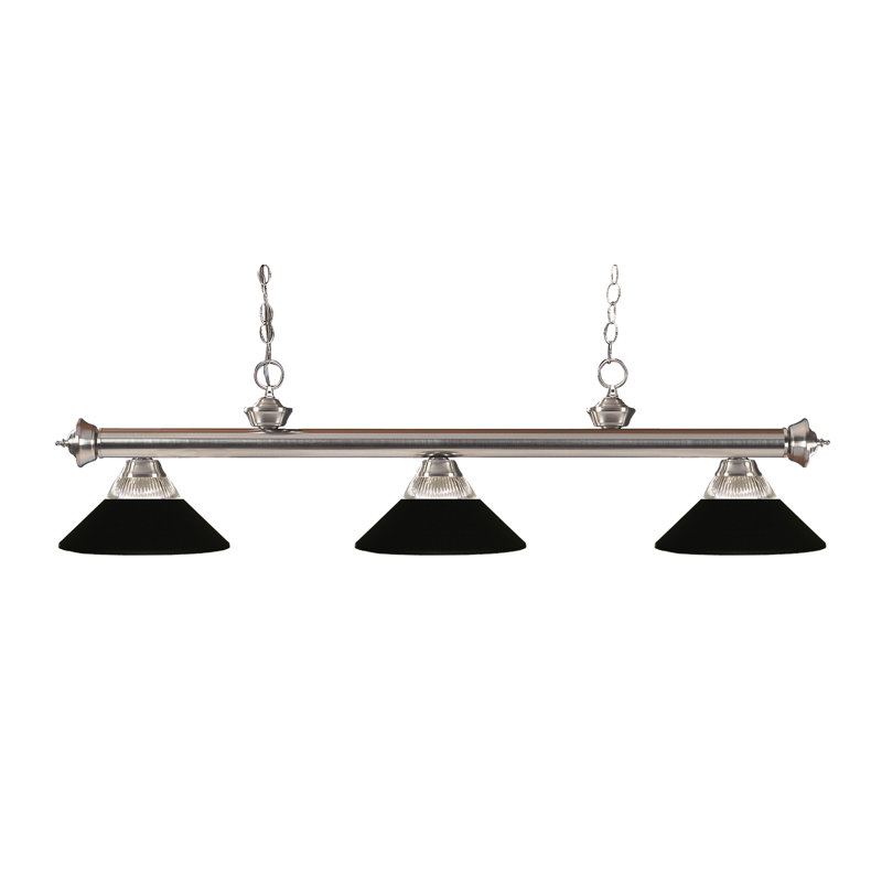 Luminaire suspendu linéaire à 3 lumières pour table de billard Chevelle, Noir mat, Bronze