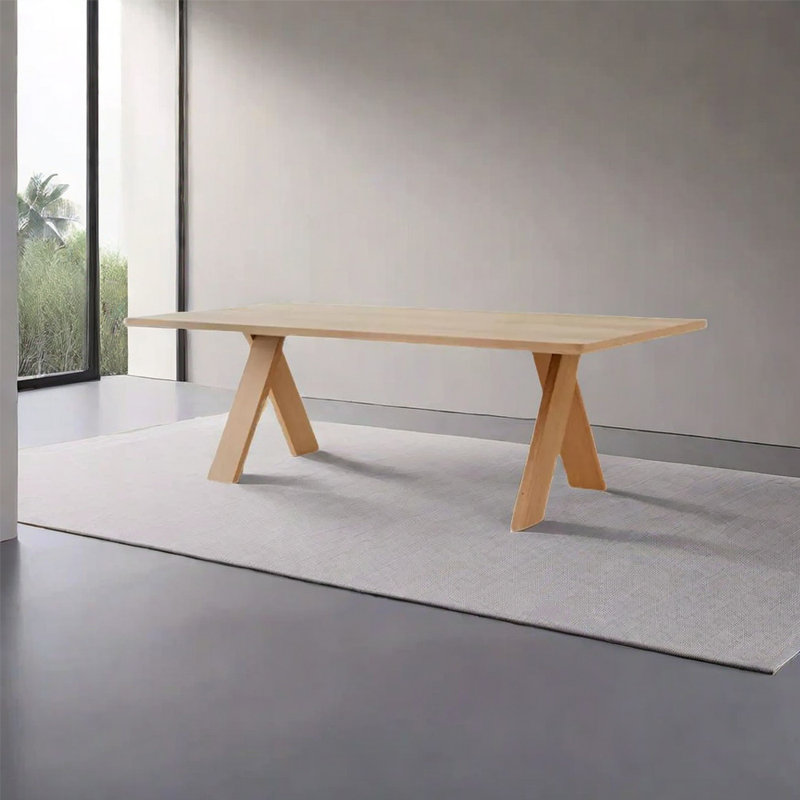 Menides Ash Solid Wood Dining Table, Burly Wood, 31.5" W x 62.99" L