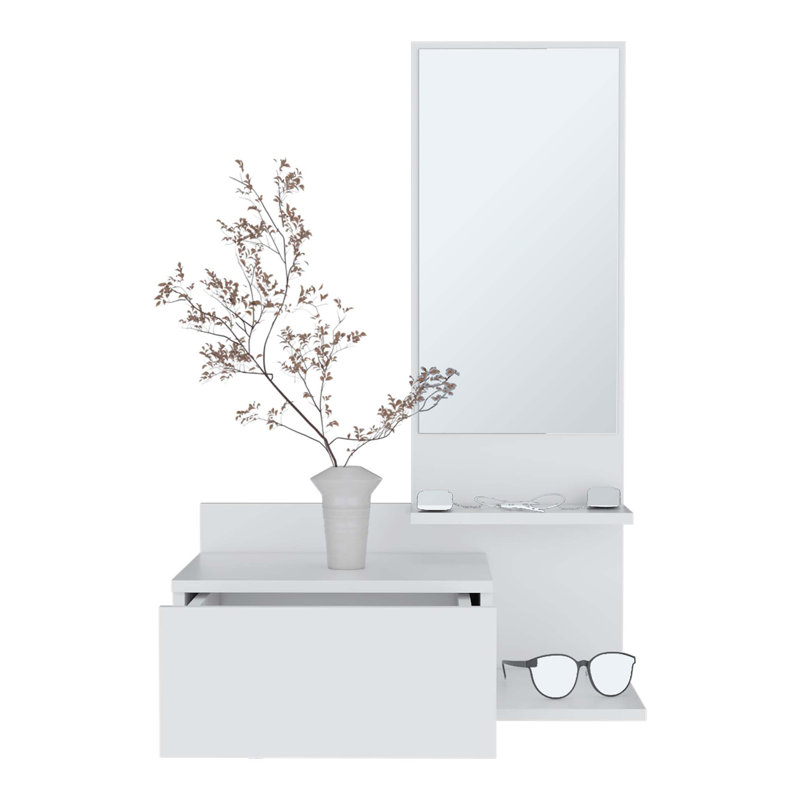 Console à miroir 3 tiroirs Vienna, Blanc