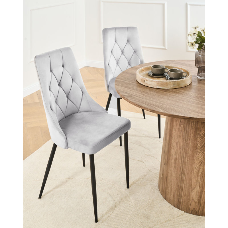 Set of 2 Dining Chairs AVENIR Velvet , Grey