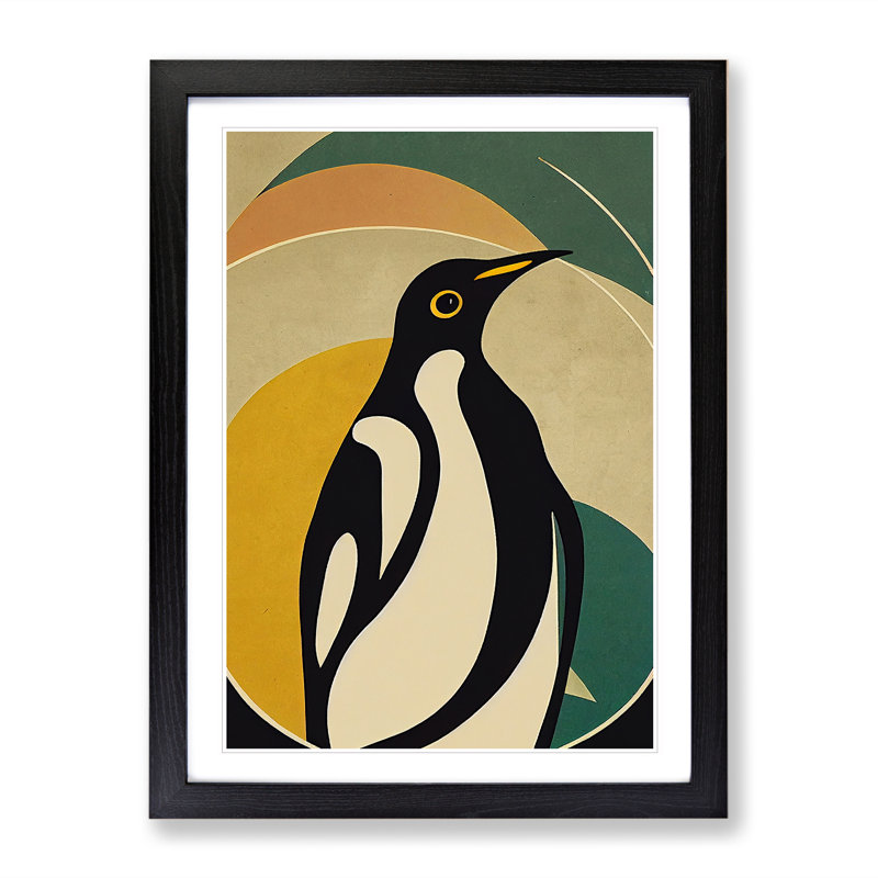 Modern Abstract Penguin No.5 - Framed Print, Black, 64cm H x 46cm W x 2cm D