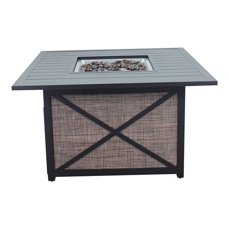 Table de foyer d'extérieur au propane en aluminium H 25 po x l 42,99 po