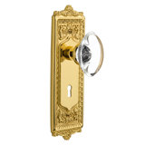 Egg & Dart Plate with Decorative Keyhole and Oval Clear Crystal Door Knob