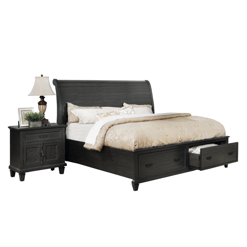 Ensemble de chambre à coucher 2 pièces avec tiroirs de rangement Sleigh