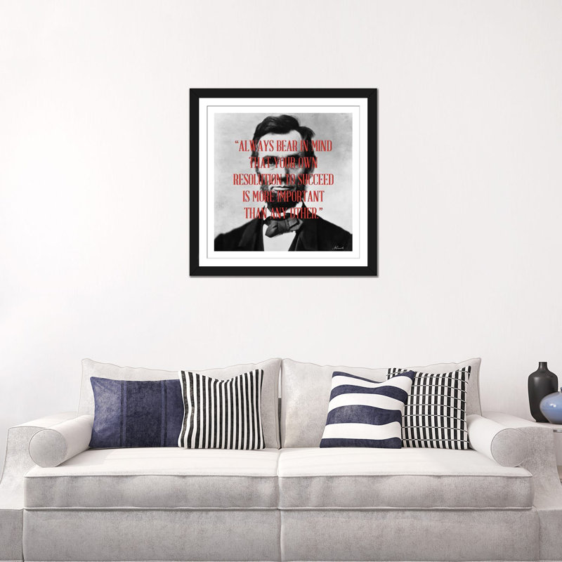 Abraham Lincoln Quote, impression sur toile, H 16 po x l 16 po x P 1 po, Papier d'art encadré noir, Blanc