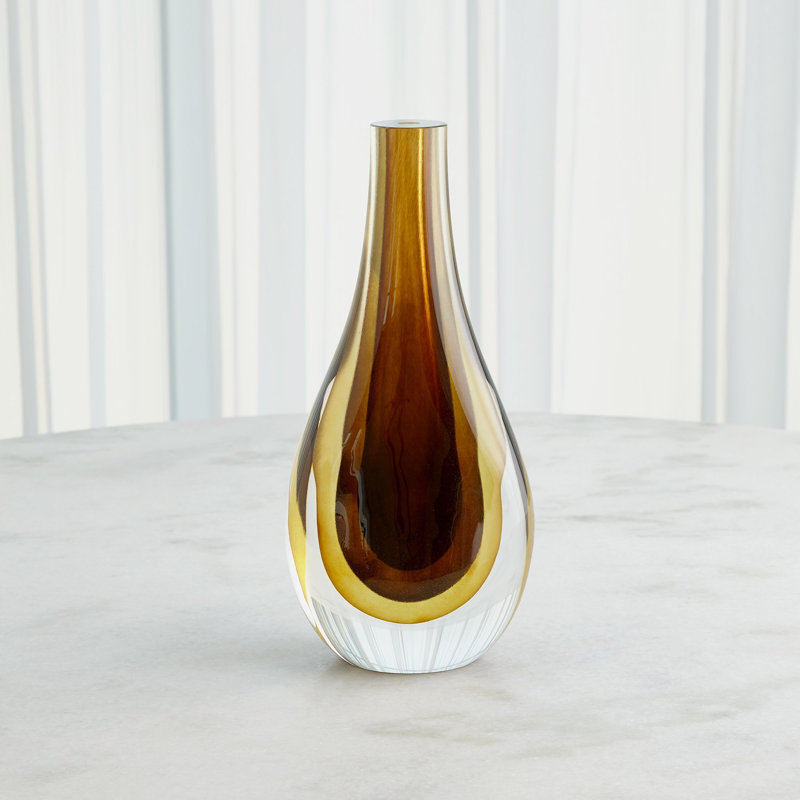 Gradient Handmade Glass Table Vase, 15.5" H x 7.25" W x 5" D