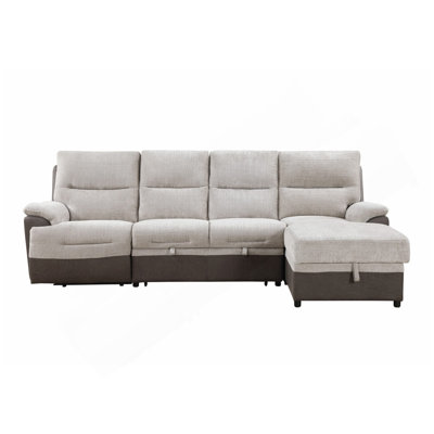 KIA BEIGE/BROWN SECTIONAL WITH PO AND USB