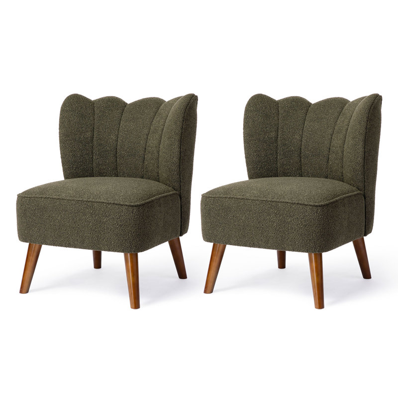 Fauteuil d'appoint capitonné à canal ondulé vert Modern Modern