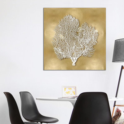 Sea Fan On Gold II by Caroline Kelly - Wrapped Canvas Print