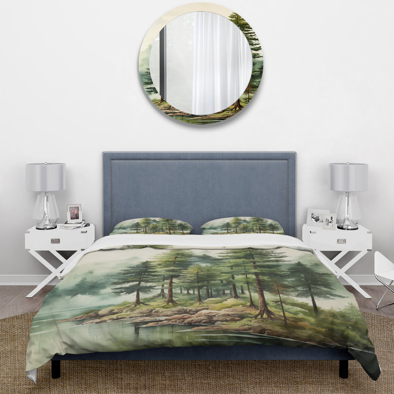 Ensemble de housse de couette en microfibre / polyester Green Pine Tree Eernal Guardians III