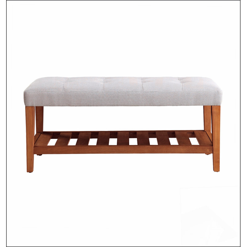 Banc rembourré en tissu avec rangement ouvert, conception simple, confortable et durable, banc multifonctionnel
