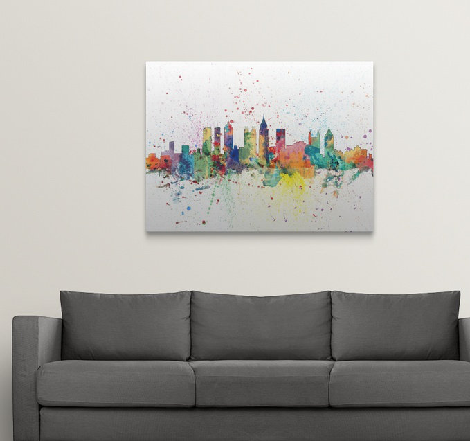 «Atlanta Georgia Skyline» par Francy, impression, H 27 po x l 36 po x P 1,5 po, Toile