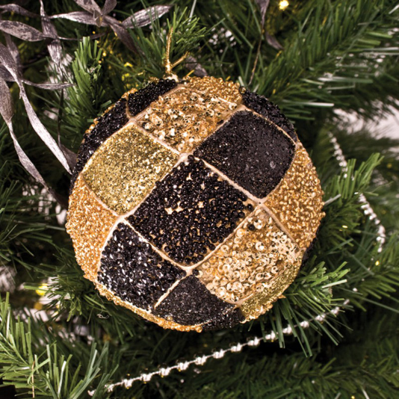 10cm Bauble, Black / Gold