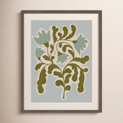 Expressive Abstract House Plant Blue Print