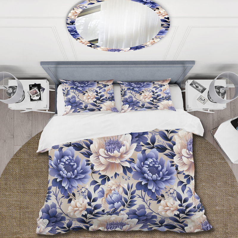 Literie mauve à motif persan mauve, Housse de couette pour très grand lit et 2 très
