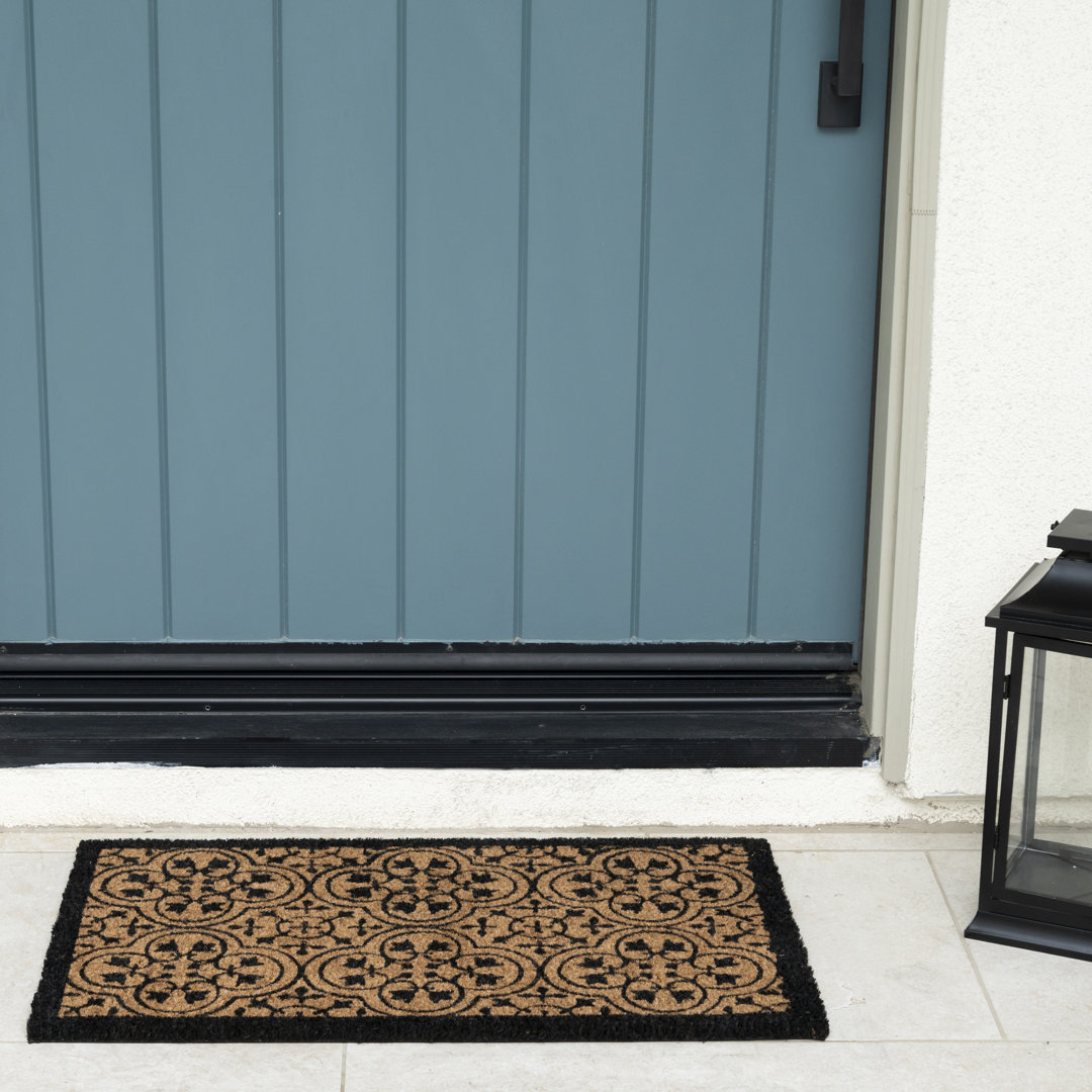 Clara Black Encaustic Non-Slip Outdoor Coir Doormat Ackland Mat 