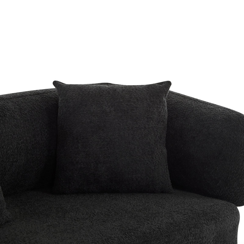 Round Arm Curved Sofa, Black
